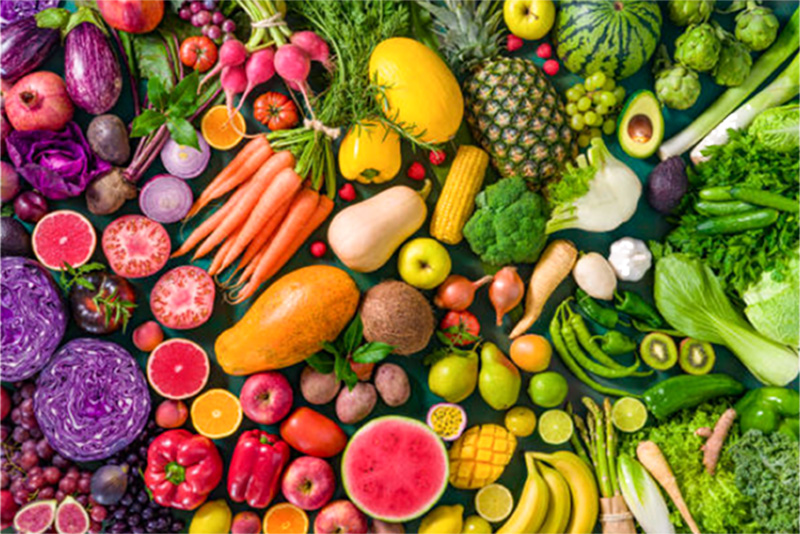 A variety of fruits and vegetables